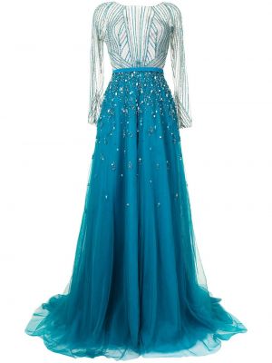Vestido de tul de cristal Saiid Kobeisy azul