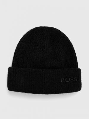 Dzianinowa czapka wełniana Hugo Boss czarna