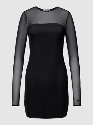 Sukienka mini z długim rękawem z siateczką Review Female czarna