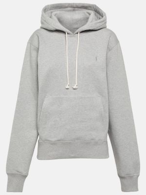 Pamučna hoodie s kapuljačom od flisa s vezom Saint Laurent