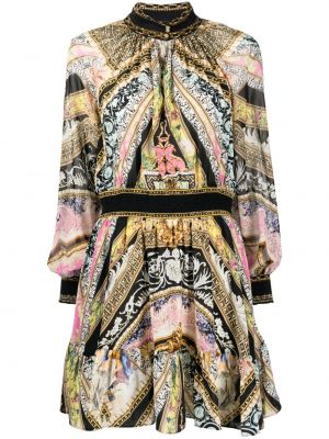 Rochie de seară de mătase cu imagine cu imprimeu abstract Camilla negru