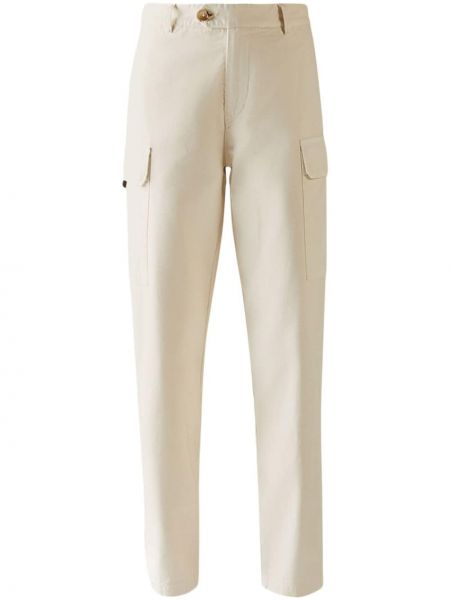 Памучни карго панталони Hogan бяло