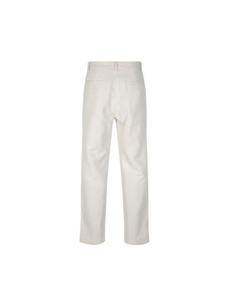 Pantalones de lino de algodón Samsøe Samsøe blanco