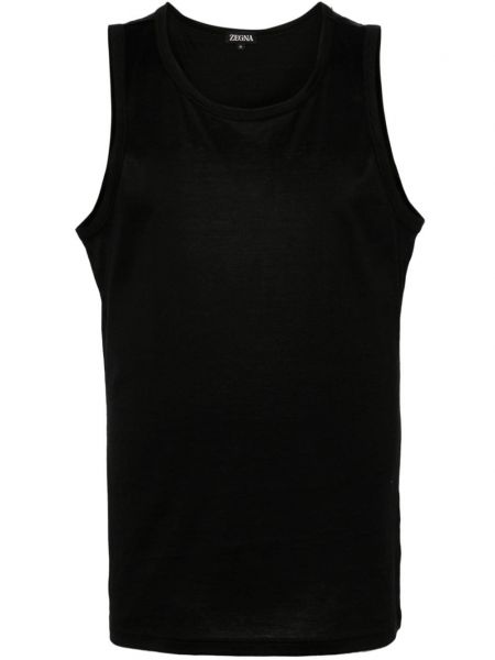 Βαμβακερό πουκάμισο με στρογγυλή λαιμόκοψη Zegna μαύρο