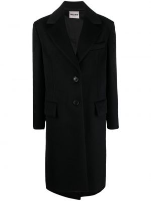 Vlněný velurový kabát Miu Miu černý