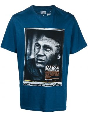 Camiseta con estampado Barbour azul