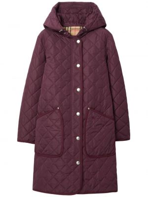 Prešívaný kabát s kapucňou Burberry fialová