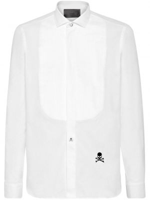 Plisirana srajca z vezenjem Philipp Plein bela