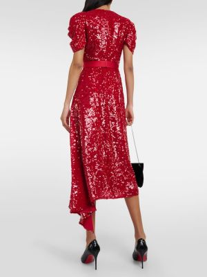 Asymetrické midi šaty Erdem červené