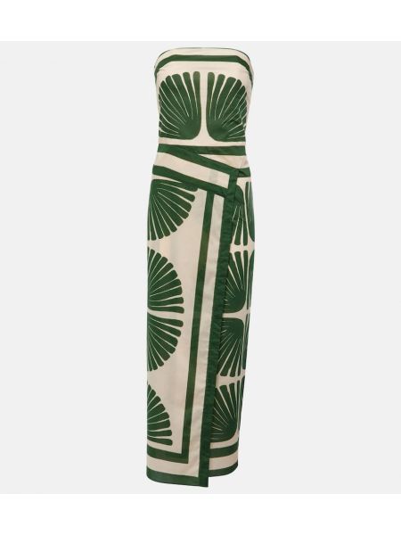 Βαμβακερή στράπλες φόρεμα με σχέδιο Johanna Ortiz πράσινο