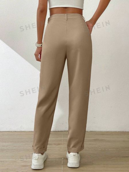 Однотонные брюки с карманами Shein хаки