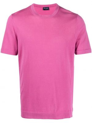 Тениска с кръгло деколте Drumohr розово