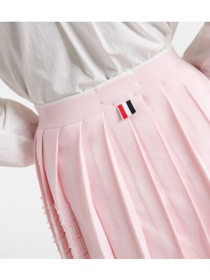 Plisovaná bavlnená minisukňa Thom Browne ružová