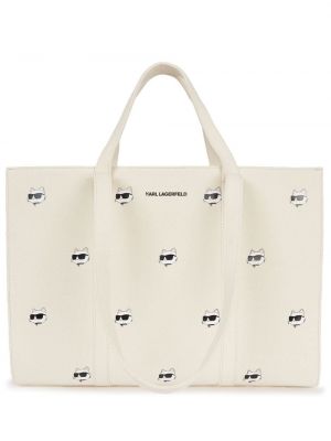 Βαμβακερή τσάντα shopper Karl Lagerfeld λευκό