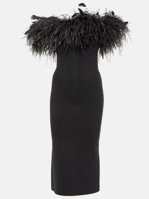 Černé midi šaty z peří Max Mara