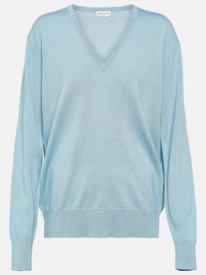 Sweter wełniany Dries Van Noten niebieski