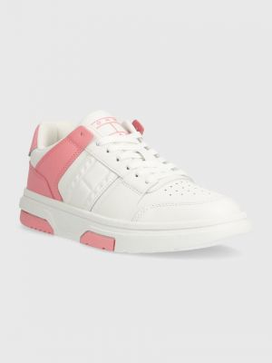 Sneakersy skórzane Tommy Jeans różowe