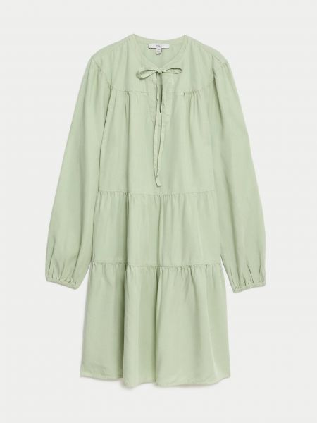 Mini šaty z lyocellu Marks & Spencer zelené