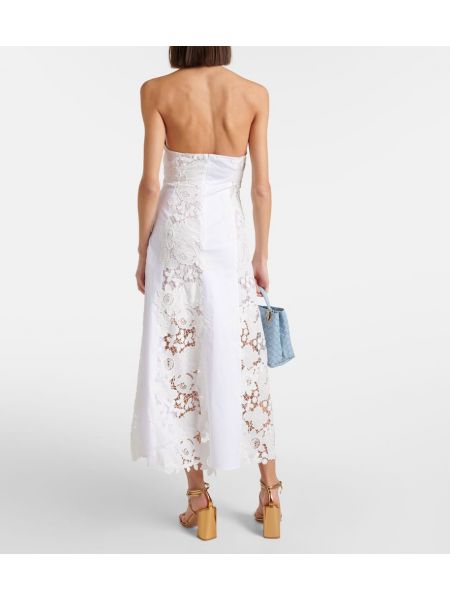 Sukienka midi bawełniana koronkowa Oscar De La Renta biała
