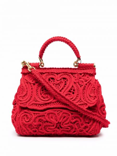 Bolso shopper de encaje Dolce & Gabbana rojo