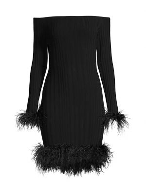 Платье мини с перьями Milly черное