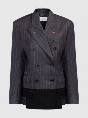 Серый шерстяной пиджак в полоску Maison Margiela