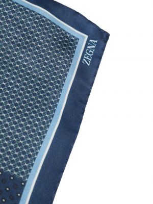 Raštuotas šilkinis kaklaraištis su kišenėmis Zegna mėlyna