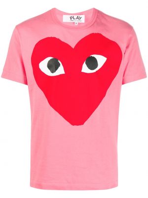 Camiseta con estampado con corazón Comme Des Garçons Play rosa