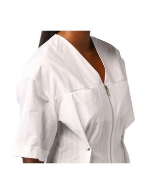 Mini vestido de algodón con escote v manga corta Givenchy blanco