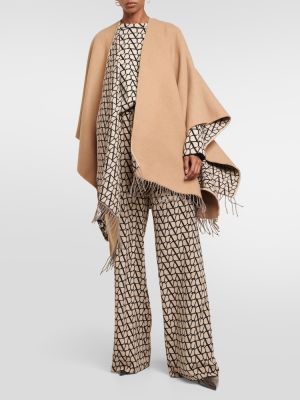 Poncho de lana de seda Valentino marrón