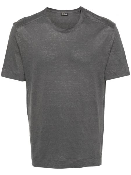 Leinen t-shirt mit rundem ausschnitt Zegna grau