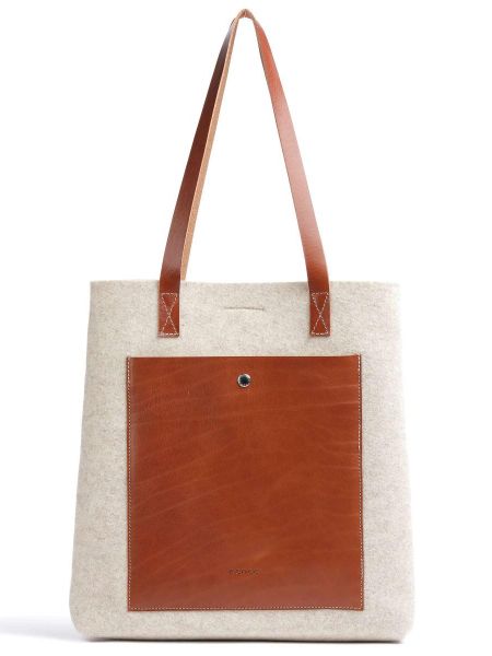 Фетровая кожаная сумка шоппер Castelijn & Beerens бежевая