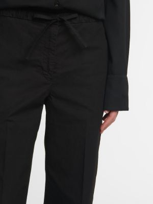 Pantaloni cu picior drept cu talie înaltă din bumbac Jil Sander negru