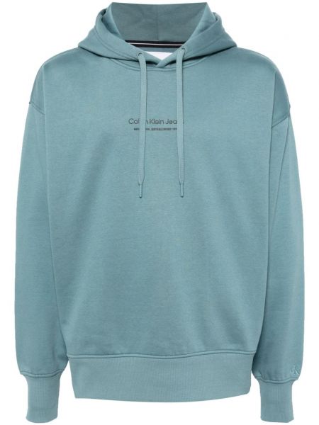 Raštuotas džemperis su gobtuvu Calvin Klein mėlyna
