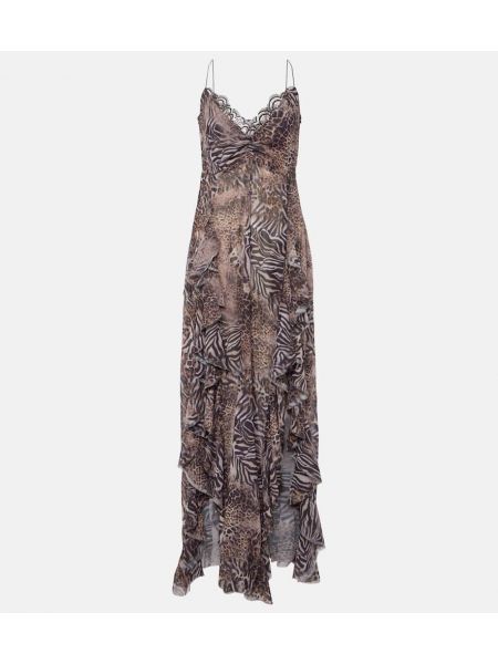 Dlouhé šaty s potlačou s leopardím vzorom s volánmi Bananhot