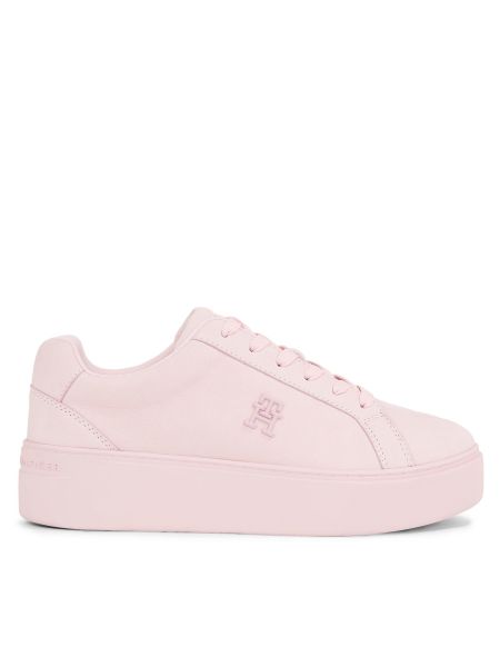 Nubuck sneakers με πλατφόρμα Tommy Hilfiger ροζ