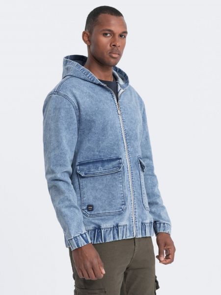 Džínsová bunda s kapucňou Ombre Clothing