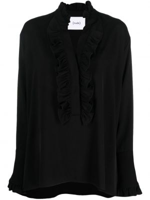 Блуза с v-образно деколте Nude черно