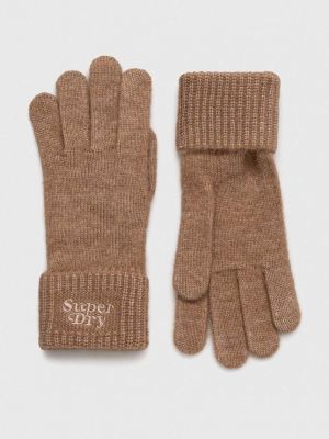Vlněné rukavice Superdry béžové