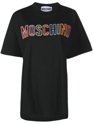 Тениска бродирана Moschino черно