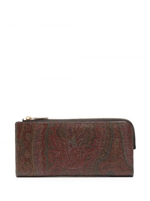 Kožená peňaženka s potlačou s paisley vzorom Etro hnedá