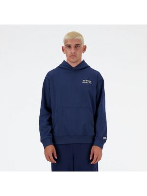 Fleece hoodie mit stickerei aus baumwoll New Balance blau