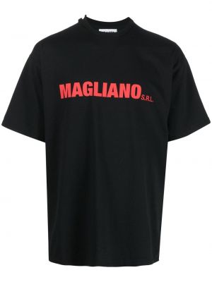 T-shirt en coton à imprimé Magliano noir
