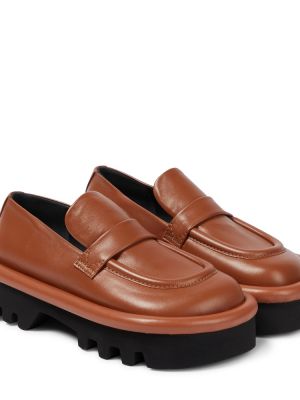 Pantofi loafer din piele cu platformă Jw Anderson maro