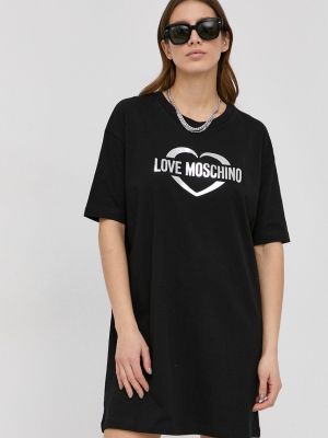 Oversized bavlněné mini šaty Love Moschino - černá