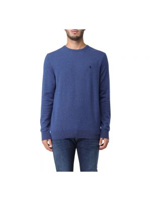 Dzianinowy sweter wełniany Polo Ralph Lauren niebieski