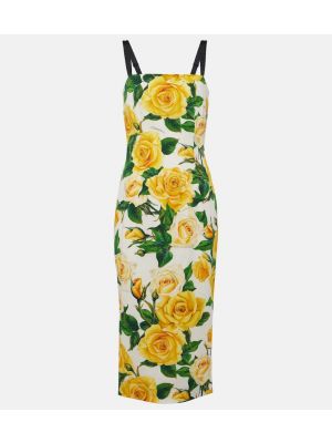Jedwabna sukienka midi w kwiatki Dolce&gabbana