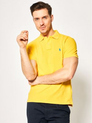 Mrežasta polo majica slim fit kratki rukavi Polo Ralph Lauren žuta