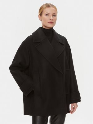 Vilnonis žieminis paltas oversize Ivy Oak juoda