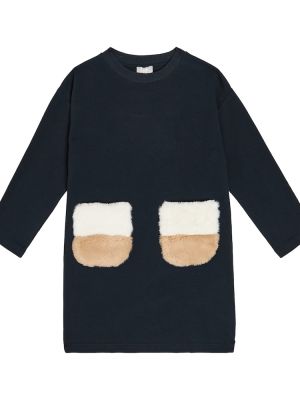 Bomuld fleece kjole for piger Il Gufo blå